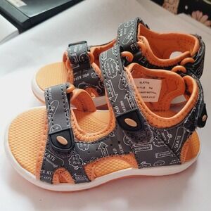 Max + Jake Slater Toddler Boys Sandals Orange Grey Graphic Strappy 6 Summer Pool